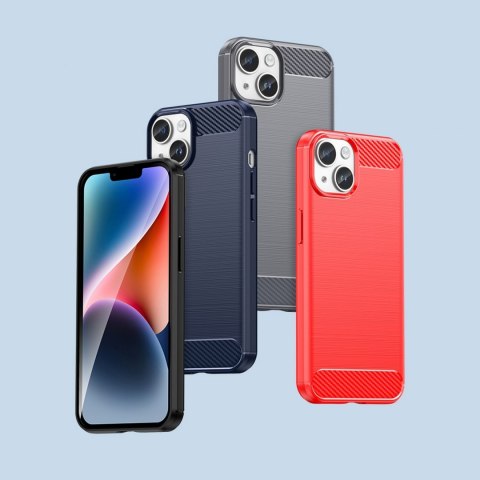 Carbon Case etui iPhone 14 Plus elastyczny żelowy pokrowiec na tył plecki niebieski