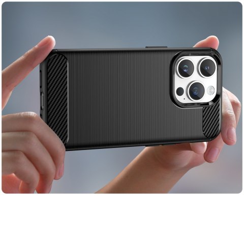 Carbon Case etui iPhone 14 Pro Max elastyczny żelowy pokrowiec na tył plecki czarny