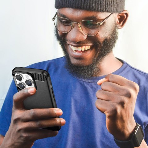 Carbon Case etui iPhone 14 Pro Max elastyczny żelowy pokrowiec na tył plecki czarny