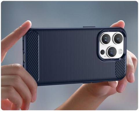 Carbon Case etui iPhone 14 Pro Max elastyczny żelowy pokrowiec na tył plecki niebieski