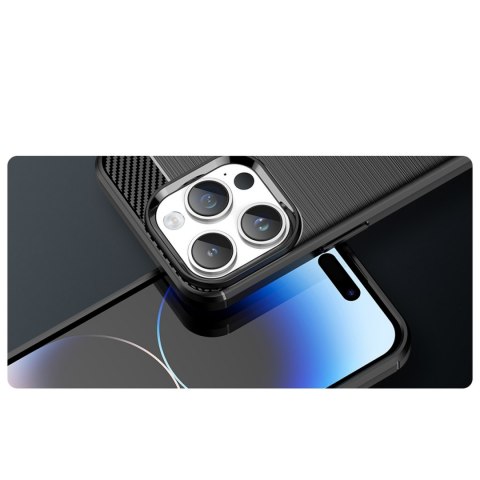 Carbon Case etui iPhone 14 Pro Max elastyczny żelowy pokrowiec na tył plecki niebieski