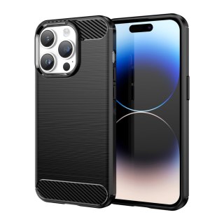 Carbon Case etui iPhone 14 Pro elastyczny żelowy pokrowiec na tył plecki czarny