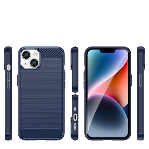 Carbon Case etui iPhone 14 elastyczny żelowy pokrowiec na tył plecki niebieski