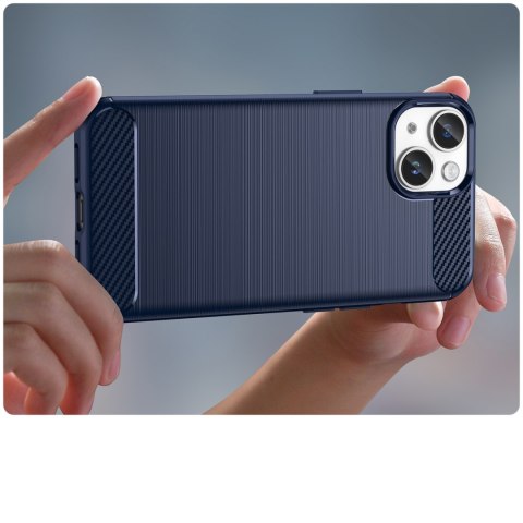 Carbon Case etui iPhone 14 elastyczny żelowy pokrowiec na tył plecki niebieski