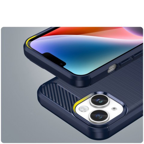 Carbon Case etui iPhone 14 elastyczny żelowy pokrowiec na tył plecki niebieski
