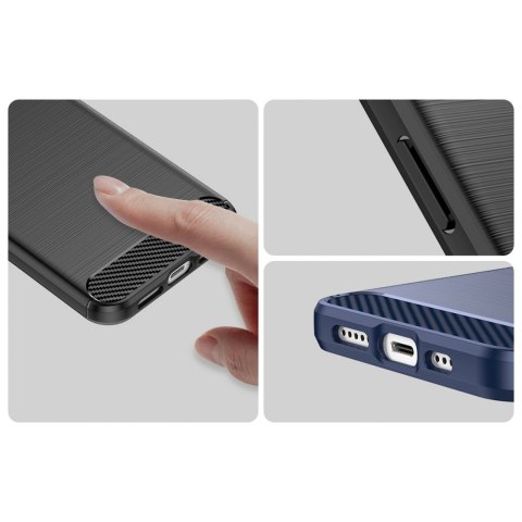 Carbon Case etui iPhone 14 elastyczny żelowy pokrowiec na tył plecki niebieski