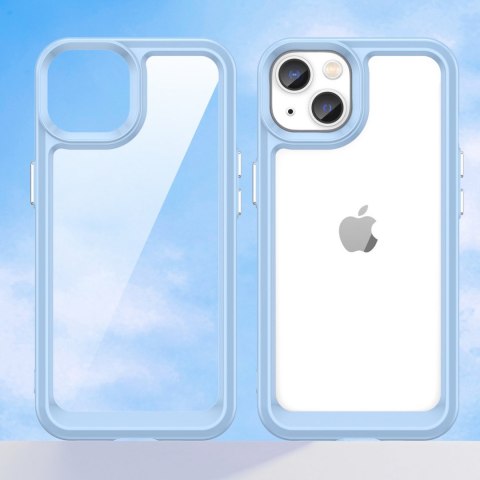 Etui Outer Braders sztywny pokrowiec z żelową ramką do iPhone 14 Plus niebieski