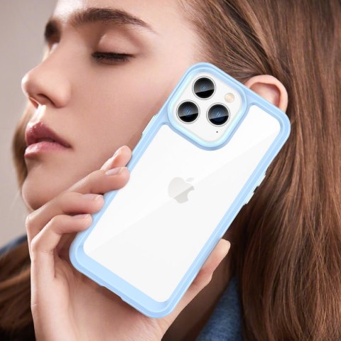 Etui Outer Braders z żelową ramką do iPhone 14 Pro Max niebieski