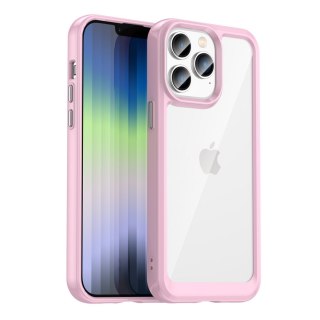 Etui Outer Braders z żelową ramką do iPhone 14 Pro Max różowy