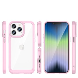 Etui Outer Braders z żelową ramką do iPhone 14 Pro Max różowy