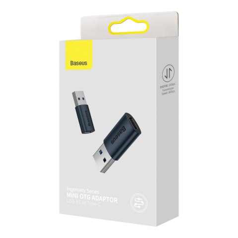 Baseus Ingenuity Series Mini przejściówka adapter USB 3.1 OTG do USB Typ C niebieski (ZJJQ000103)