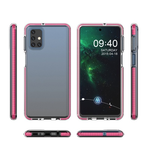 Etui Spring Case Żelowe z Ramką do Samsung Galaxy M31s jasnoróżowy