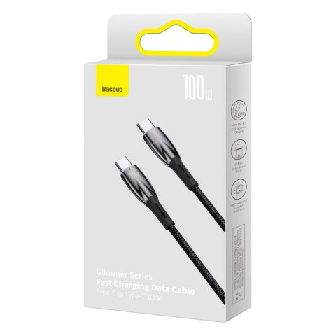 Baseus Glimmer Series kabel z szybkim ładowaniem USB-C 480Mb/s PD 100W 1m czarny