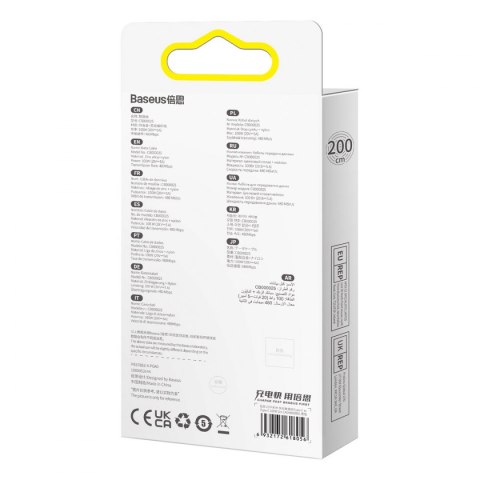 Baseus Glimmer Series kabel z szybkim ładowaniem USB-C 480Mb/s PD 100W 2m czarny
