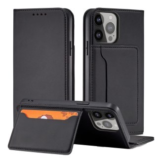 Magnet Card Case etui iPhone 14 Pro Max pokrowiec z klapką portfel podstawka czarne