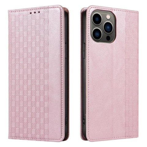 Magnet Strap Case etui iPhone 14 Plus pokrowiec z klapką portfel mini smycz podstawka różowe