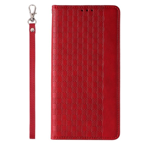 Magnet Strap Case etui iPhone 14 Pro pokrowiec z klapką portfel mini smycz podstawka czerwone