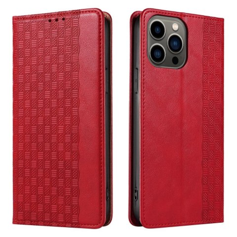 Magnet Strap Case etui iPhone 14 Pro pokrowiec z klapką portfel mini smycz podstawka czerwone