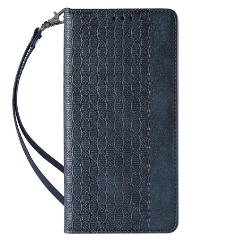 Magnet Strap Case etui iPhone 14 Pro pokrowiec z klapką portfel mini smycz podstawka niebieskie