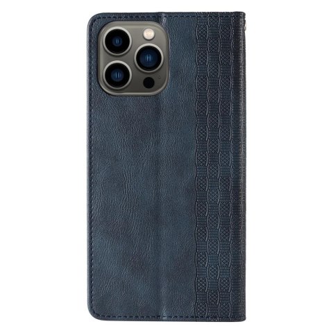 Magnet Strap Case etui iPhone 14 Pro pokrowiec z klapką portfel mini smycz podstawka niebieskie