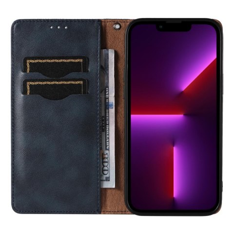 Magnet Strap Case etui iPhone 14 Pro pokrowiec z klapką portfel mini smycz podstawka niebieskie