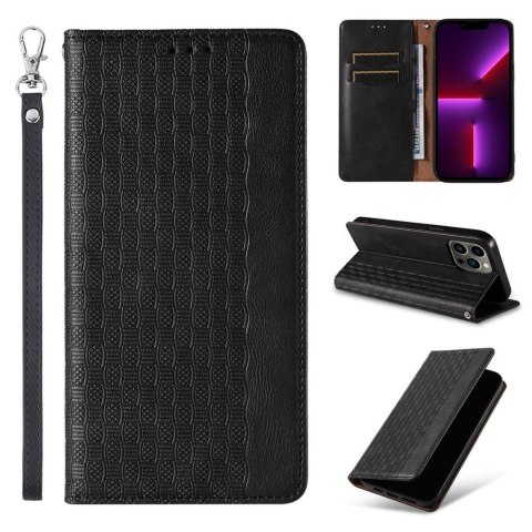 Magnet Strap Case etui iPhone 14 pokrowiec z klapką portfel mini smycz podstawka czarne