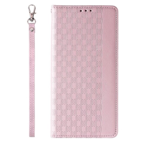 Magnet Strap Case etui iPhone 14 Pro Max pokrowiec z klapką portfel mini smycz podstawka różowe