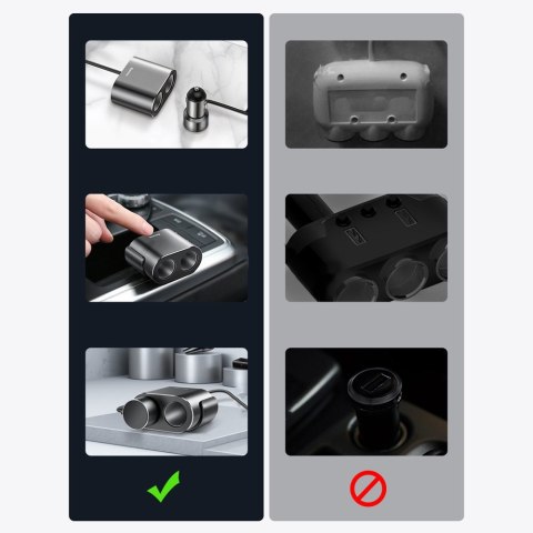 Baseus ładowarka samochodowa 2x USB 3.1A (17W) + 2x gniazdo zapalniczki (80W) czarny (CRDYQ-01)