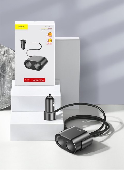 Baseus ładowarka samochodowa 2x USB 3.1A (17W) + 2x gniazdo zapalniczki (80W) czarny (CRDYQ-01)