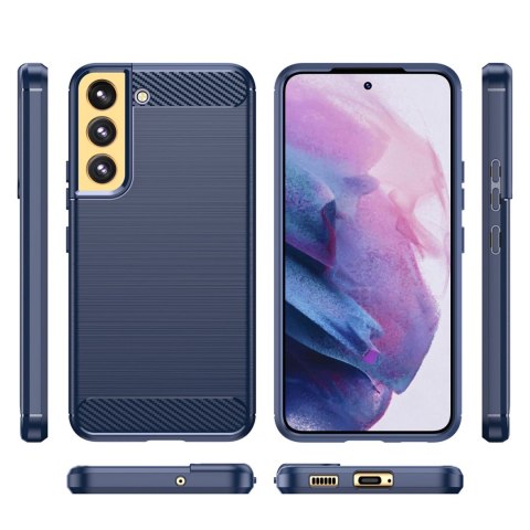 Carbon Case etui Samsung Galaxy S23+ elastyczny silikonowy karbonowy pokrowiec niebieskie