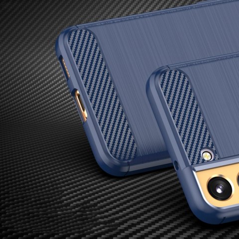 Carbon Case etui Samsung Galaxy S23+ elastyczny silikonowy karbonowy pokrowiec niebieskie