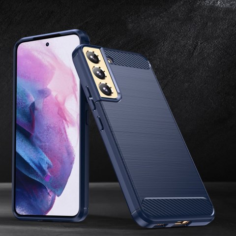Carbon Case etui Samsung Galaxy S23+ elastyczny silikonowy karbonowy pokrowiec niebieskie