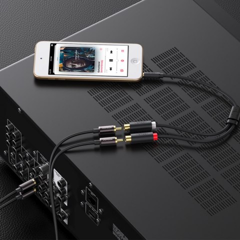 Ugreen adapter audio jack 3.5mm męski do 2xRCA żeński kabel 0.25m szary (AV109)