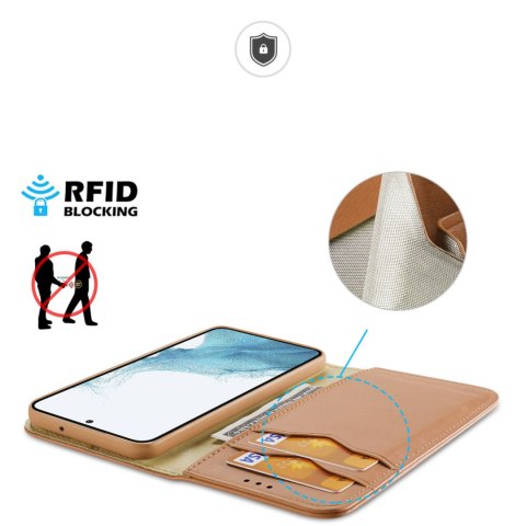 Etui Dux Ducis Hivo blokada RFID do Samsung Galaxy S23 brązowe