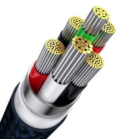 Baseus Flash Series Ⅱ kabel 3w1 z szybkim ładowaniem USB-A do USB-C / Micro-USB / Lightning 66W 480Mb/s 1.2m niebieski