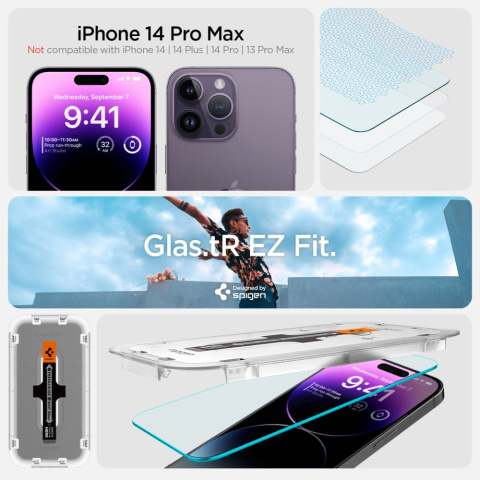 2x Szkło Hartowane Spigen Glas.tr Ez Fit do iPhone 14 Pro Max Clear