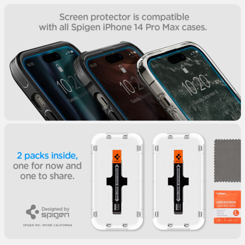 2x Szkło Hartowane Spigen Glas.tr Ez Fit do iPhone 14 Pro Max Clear