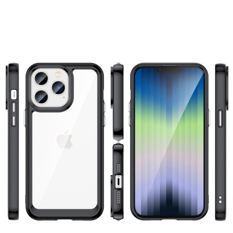 Etui Outer Braders sztywny pokrowiec z żelową ramką do iPhone 14 Pro Max czarny