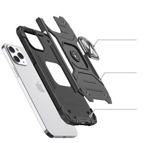 Etui Pancerne Ring Armor iPhone 14 Pro Max pancerny pokrowiec uchwyt magnetyczny ring złote