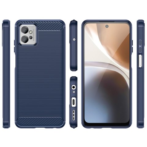 Carbon Case etui Xiaomi Poco F4 5G elastyczny silikonowy karbonowy pokrowiec niebieskie