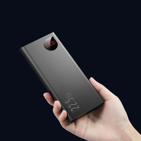 Baseus Adaman Metal powerbank z szybkim ładowaniem 10000mAh 22.5W (Overseas Edition 2021) czarny + kabel USB-A - USB-C 3A 0.3m c