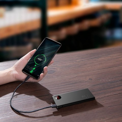 Baseus Adaman Metal powerbank z szybkim ładowaniem 10000mAh 22.5W (Overseas Edition 2021) czarny + kabel USB-A - USB-C 3A 0.3m c