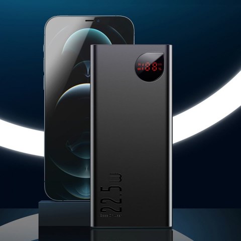 Baseus Adaman Metal powerbank z szybkim ładowaniem 10000mAh 22.5W (Overseas Edition 2021) czarny + kabel USB-A - USB-C 3A 0.3m c