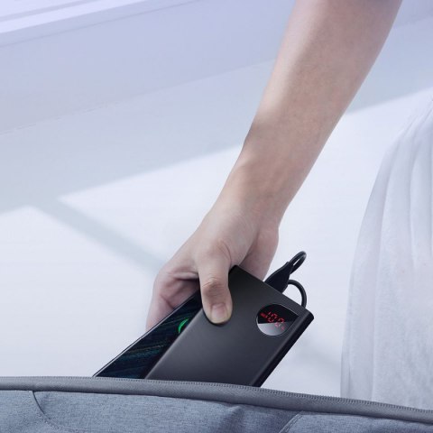 Baseus Adaman Metal powerbank z szybkim ładowaniem 10000mAh 22.5W (Overseas Edition 2021) czarny + kabel USB-A - USB-C 3A 0.3m c