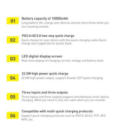 Baseus Adaman Metal powerbank z szybkim ładowaniem 10000mAh 22.5W (Overseas Edition 2021) czarny + kabel USB-A - USB-C 3A 0.3m c