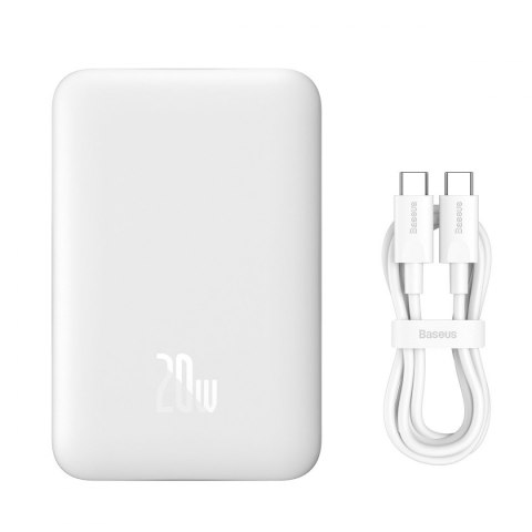 Baseus Magnetic Mini powerbank z ładowaniem indukcyjnym MagSafe 15W / szybkie ładowanie PD QC 20W 10000mAh biały (Overseas Editi