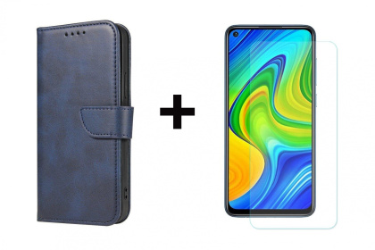 Etui Portfel z Klapką + szkło do Xiaomi Mi 10T Pro / Mi 10T niebieski