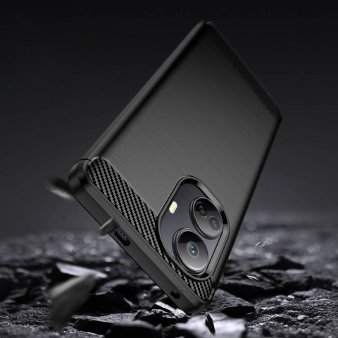 Carbon Case etui do Realme 10 Pro+ elastyczny silikonowy karbonowy pokrowiec czarne