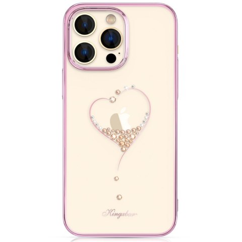 Kingxbar Wish Series etui iPhone 14 Plus ozdobione kryształami różowe