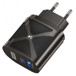 Ładowarka Sieciowa GaN 65W z portami USB, USB C wspiera szybkie ładowanie czarna (WWCGM1)